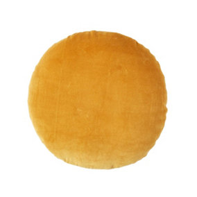 Homescapes Mustard Velvet Cushion, 40 cm Round