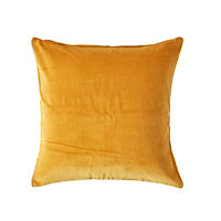 Homescapes Mustard Velvet Cushion Cover, 60 x 60 cm