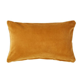 Homescapes Mustard Velvet Rectangular Cushion Cover, 30 x 50 cm