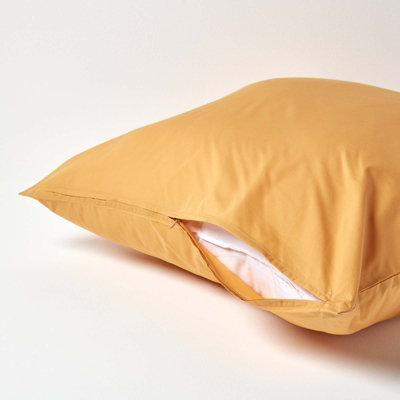 Homescapes Mustard Yellow Continental Pillowcase Egyptian Cotton 200 TC, 80 x 80cm