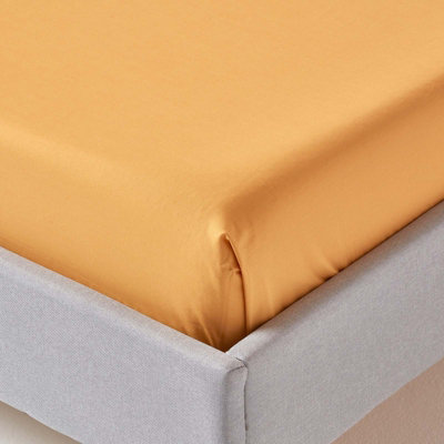 Homescapes Mustard Yellow Egyptian Cotton Flat Sheet 200 TC, Super King Size