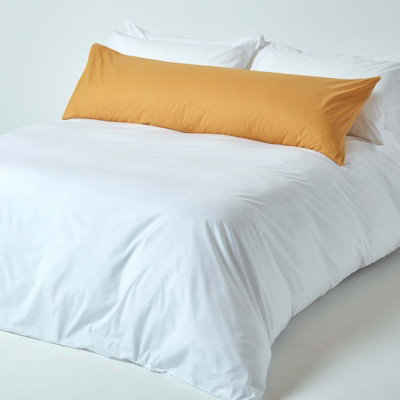 Homescapes Mustard Yellow Egyptian Cotton Housewife Pillowcase 200 TC, Body Pillowcase