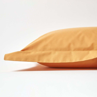 Homescapes Mustard Yellow Egyptian Cotton Oxford Pillowcase 200 TC, King Size