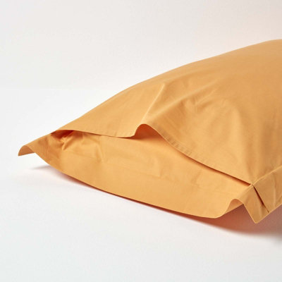 Homescapes Mustard Yellow Egyptian Cotton Oxford Pillowcase 200 TC, King Size