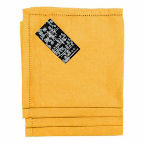 Homescapes Mustard Yellow Fabric 4 Napkins Set