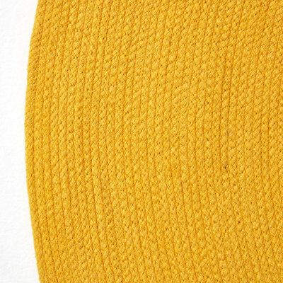 Homescapes Mustard Yellow Handmade Woven Braided Oval Hallway Rug, 66 x 200 cm