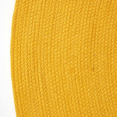 Homescapes Mustard Yellow Handmade Woven Braided Oval Rug, 60 x 90 cm