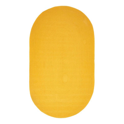 Homescapes Mustard Yellow Handmade Woven Braided Oval Rug, 90 x 150 cm