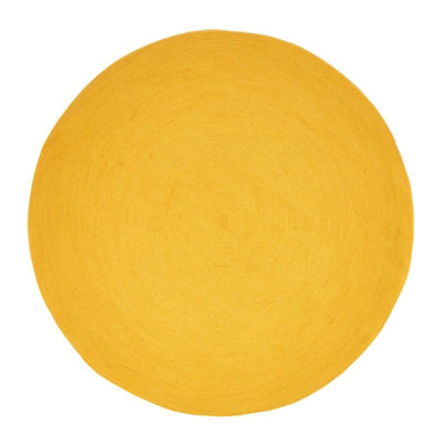 Homescapes Mustard Yellow Handmade Woven Braided Round Rug, 150 cm