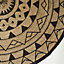 Homescapes Natural & Black Mandala Braided Hemp Rug, 150 cm Round