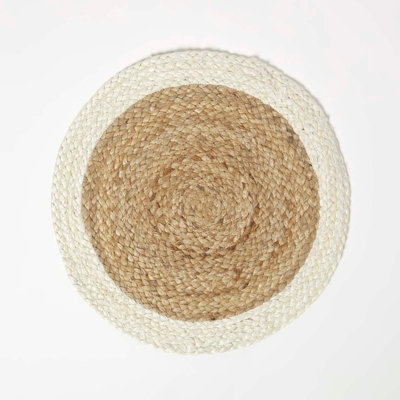 Homescapes Natural & Cream Braided Jute Handwoven Round Placemats Set of 4