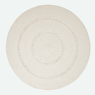Homescapes Natural Crochet Braided Rug 120cm Round
