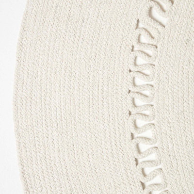 Homescapes Natural Crochet Braided Rug 120cm Round