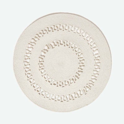 Homescapes Natural Crochet Braided Rug 90cm Round | DIY at B&Q