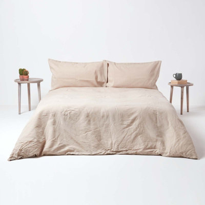Homescapes Natural Linen Deep Fitted Sheet, Double