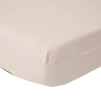 Homescapes Natural Linen Fitted Sheet, King