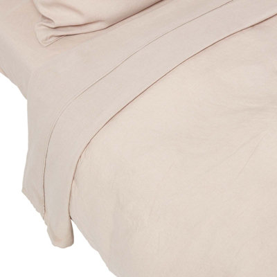 Homescapes Natural Linen Flat Sheet, Super King DIY at B&Q