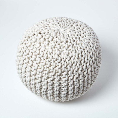 Natural knitted deals pouffe