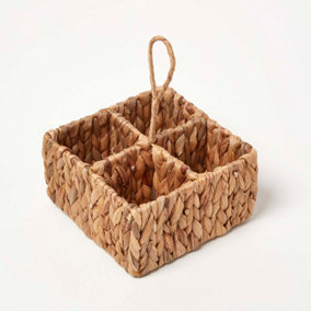 Homescapes Natural Woven Square Cutlery Holder, 21 x 21cm
