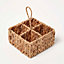Homescapes Natural Woven Square Cutlery Holder, 21 x 21cm