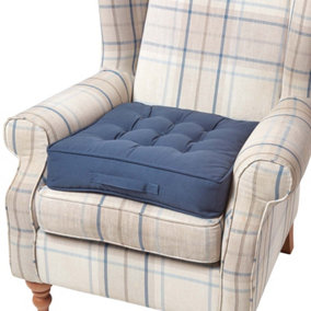 Homescapes Navy Blue Cotton Armchair Booster Cushion