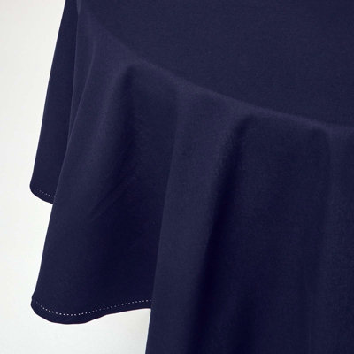 Homescapes Navy Blue Cotton Round Tablecloth 178 cm