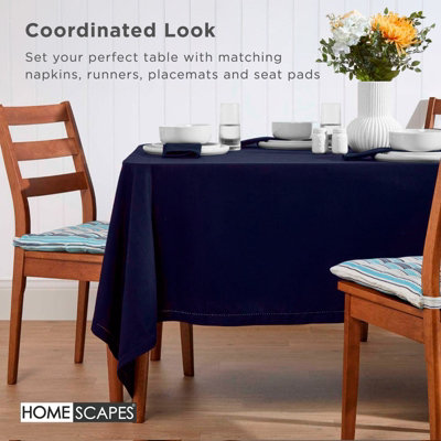 Homescapes Navy Blue Cotton Round Tablecloth 178 cm