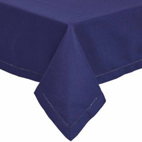 Homescapes Navy Blue Cotton Square Tablecloth 137 x 137 cm