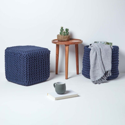 Navy store knitted pouffe