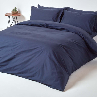 Homescapes Navy Blue Egyptian Cotton Deep Fitted Sheet 200 TC, Super King
