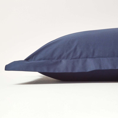 Homescapes Navy Blue Egyptian Cotton Oxford Pillowcase 200 TC, King Size