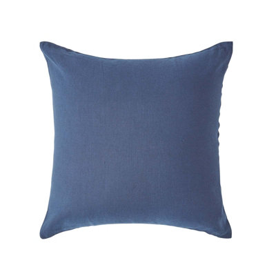 Homescapes Navy Blue European Linen Pillowcase, 40 x 40 cm