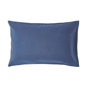 Homescapes Navy Blue Linen Housewife Pillowcase, Standard