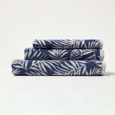 Homescapes Navy Botanical Pattern 100% Cotton Hand Towel Price Comparisons | Compare The Build