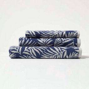 Homescapes Navy Botanical Pattern 100% Cotton Hand Towel
