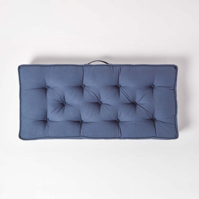 Homescapes Navy Cotton 2 Seater Booster Cushion