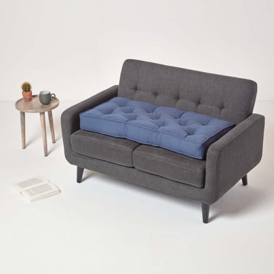 Homescapes Navy Cotton 2 Seater Booster Cushion