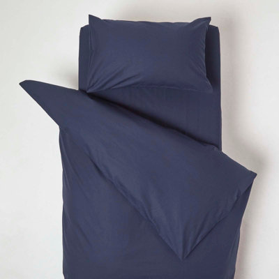 Homescapes Navy Cotton Cot Bed Duvet Cover Set 200 Thread Count