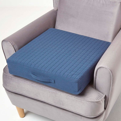 Homescapes Navy Cotton Orthopaedic Foam Armchair Booster Cushion DIY at B Q