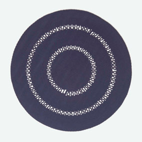 Homescapes Navy Crochet Braided Rug 150cm Round