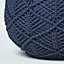 Homescapes Navy Crochet Knitted Pouffe 40 x 50 cm