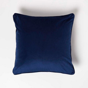 Homescapes Navy Filled Velvet Cushion with Piped Edge 46 x 46 cm