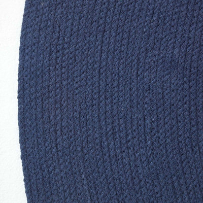 Homescapes Navy Handmade Woven Braided Oval Hallway Rug, 66 x 200 cm