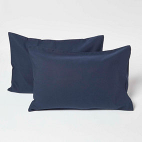 Homescapes Navy Linen Kid's Pillowcases 60 x 40 cm, Pack of 2