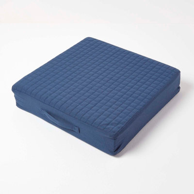 Homescapes Navy Quilted Cotton Armchair Booster Cushion Cover