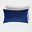 Homescapes Navy Velvet Cushion, Bolster 30 x 50 cm