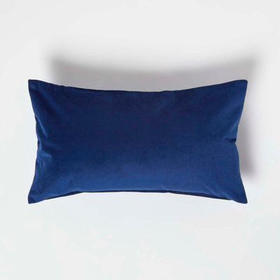 Homescapes Navy Velvet Cushion, Bolster 30 x 50 cm