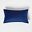Homescapes Navy Velvet Cushion, Bolster 30 x 50 cm
