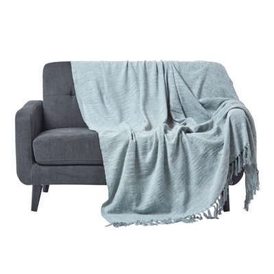 Homescapes Nirvana Slub Cotton Grey Throw, 255 x 360 cm