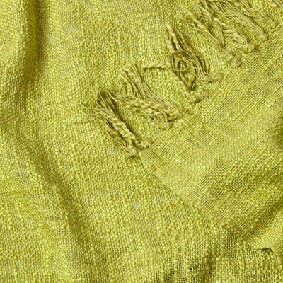 Homescapes Nirvana Slub Cotton Lime Green Throw, 225 x 255 cm